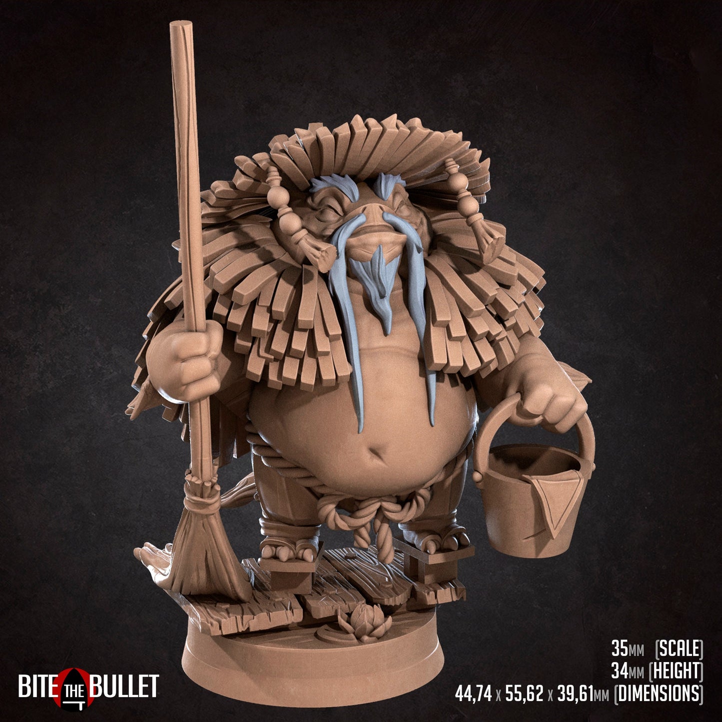 Temple Janitor | TABLETOP SCALE | D&D TTRPG Miniature | Bite the Bullet | Unpainted, Unplated Resin 8k