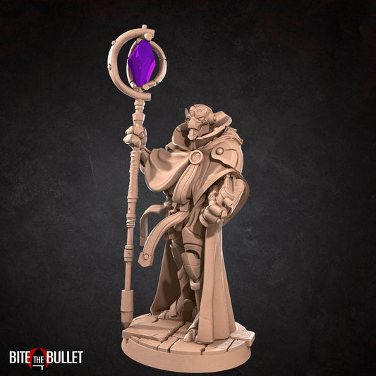 Warforged Warlock | TTRPG Miniature | Bite the Bullet | Unpainted, Unplated Resin 8k