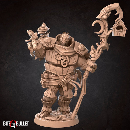 Warforged Druid | TTRPG Miniature | Bite the Bullet | Unpainted, Unplated Resin 8k