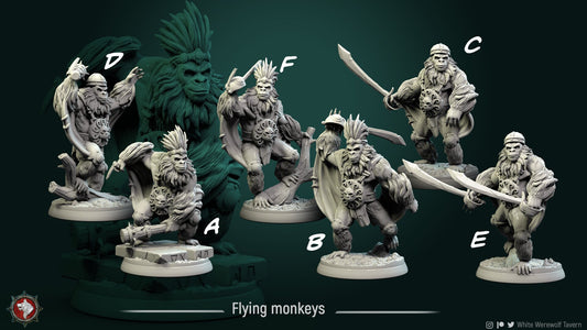 Flying Monkeys | TTRPG Miniature | White Werewolf Tavern | Unpainted, Unplated Resin 8k