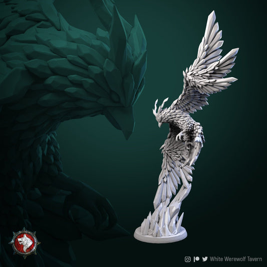 Ice Phoenix | TABLETOP SCALE | D&D TTRPG Miniature | White Werewolf Tavern