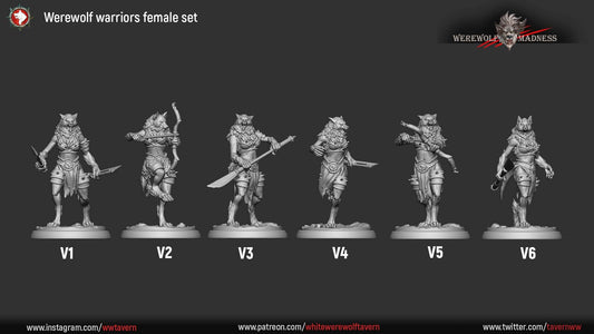 Werewolves, Female | TABLETOP SCALE | TTRPG Miniature | White Werewolf Tavern | Unpainted, Unplated Resin 8k