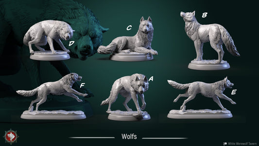 Wolves | TABLETOP SCALE | D&D TTRPG Miniature | White Werewolf Tavern