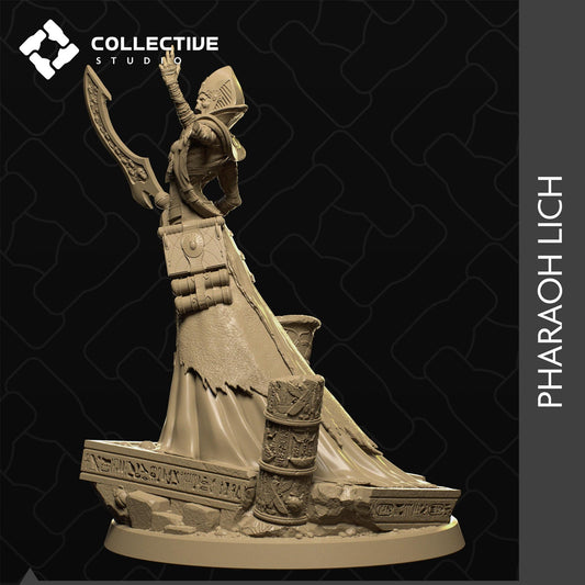 Pharaoh Lich, Mummy Lord Wizard | Tabletop Gaming Mini or Display Figure | Collective Studio