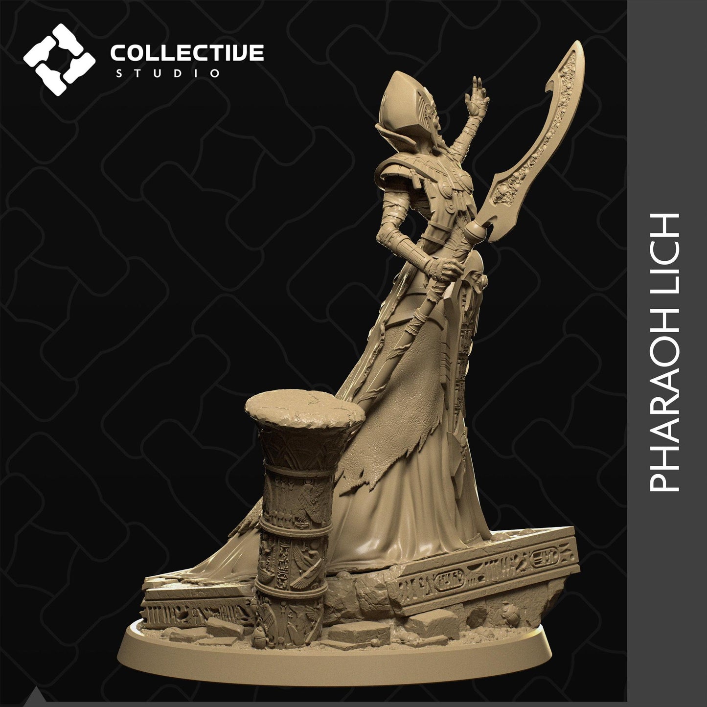 Pharaoh Lich, Mummy Lord Wizard | Tabletop Gaming Mini or Display Figure | Collective Studio