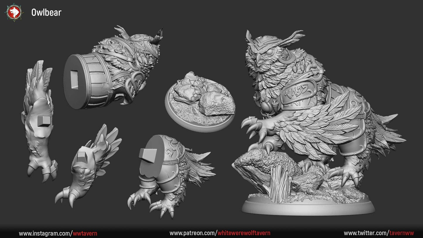 Owlbear | TABLETOP SCALE | TTRPG Miniature | White Werewolf Tavern