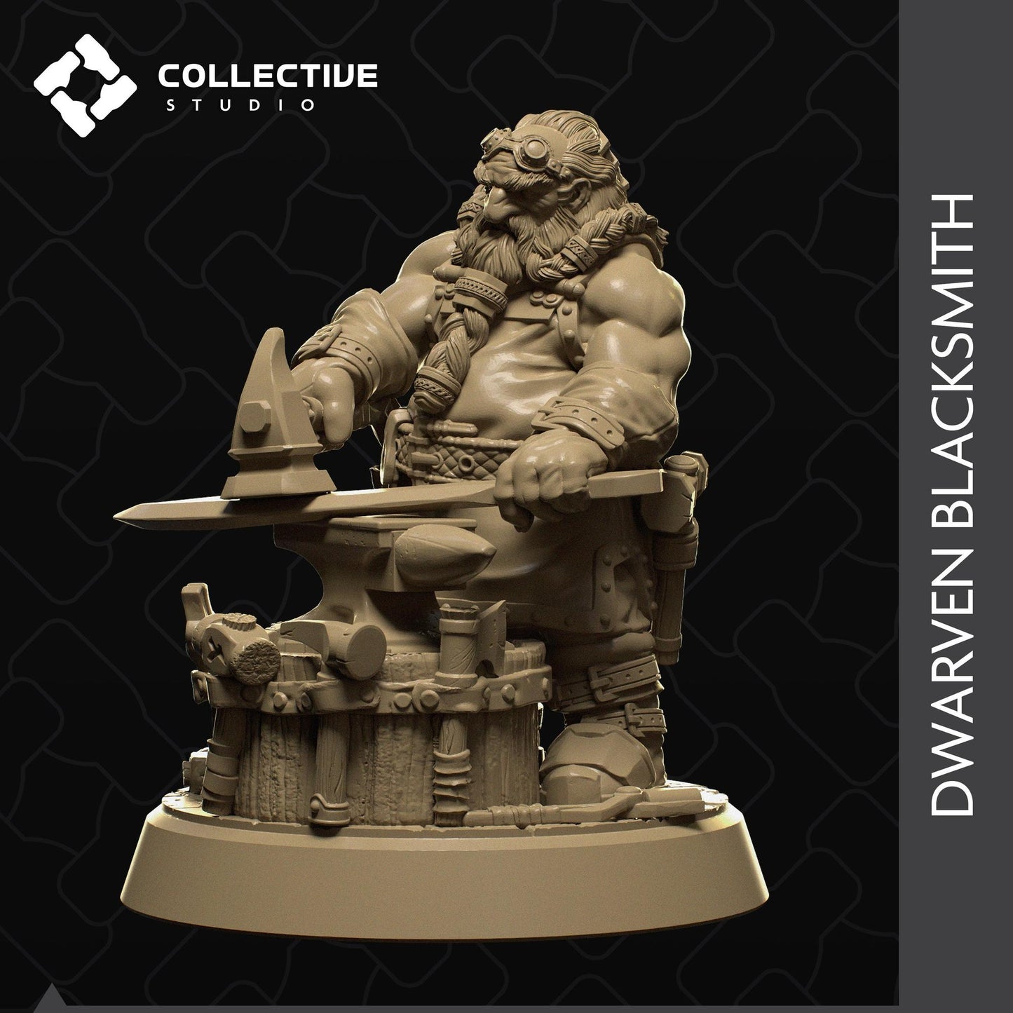 Dwarven Blacksmith | D&D Tabletop Gaming Mini or Display Figure | Collective Studio