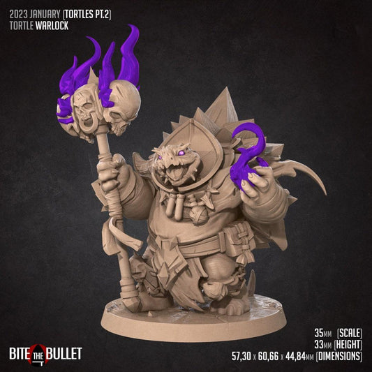 Tortle Warlock | TABLETOP SCALE | D&D TTRPG Miniature | Bite the Bullet | Unpainted, Unplated Resin 8k