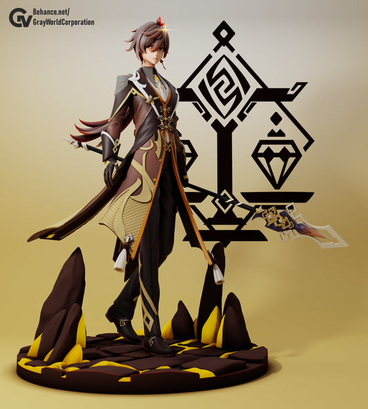 Zhongli | Resin Garage Kit Sculpture Anime Video Game Fan Art Statue | Gray World Corporation