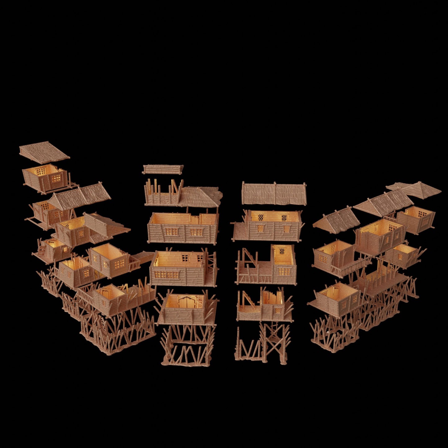 Marsh Settlement | D&D TTRPG Playable 3D Printed Building Terrain Scenery | MiniatureLand
