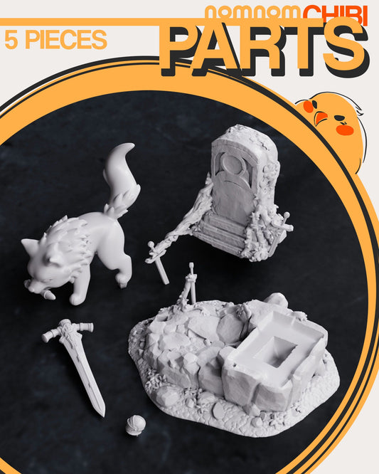 Chibi Greatsword Wolf | Resin Garage Kit Figure Video Game Fan Art | Nomnom Figures