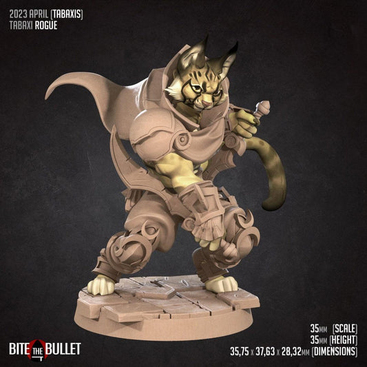 Tabaxi Rogue | TABLETOP SCALE | TTRPG Miniature | Bite the Bullet | Unpainted, Unplated Resin 8k