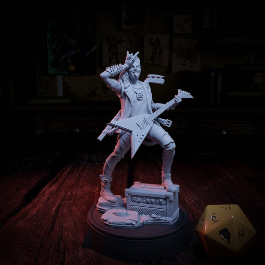 Ozzy Roses, Hard Rock Metal Bard | Tabletop or Display Scale | TTRPG D&D Miniature | Cripta Studios