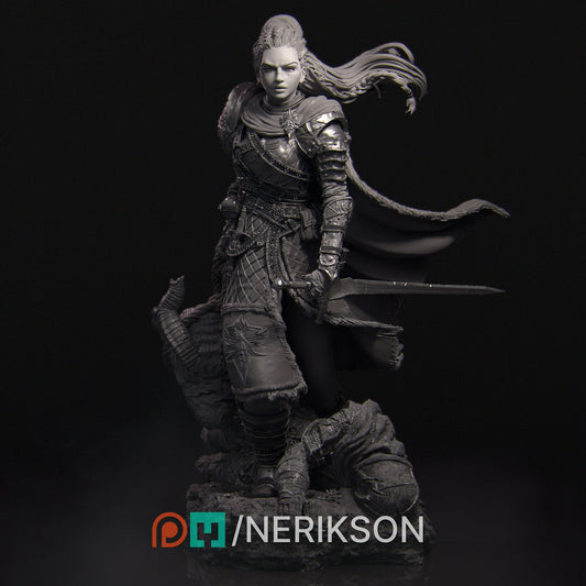 Kalia the Monster Hunter | Tabletop Gaming Mini or Display Figure | D&D TTRPG Fantasy Miniature | Nerikson