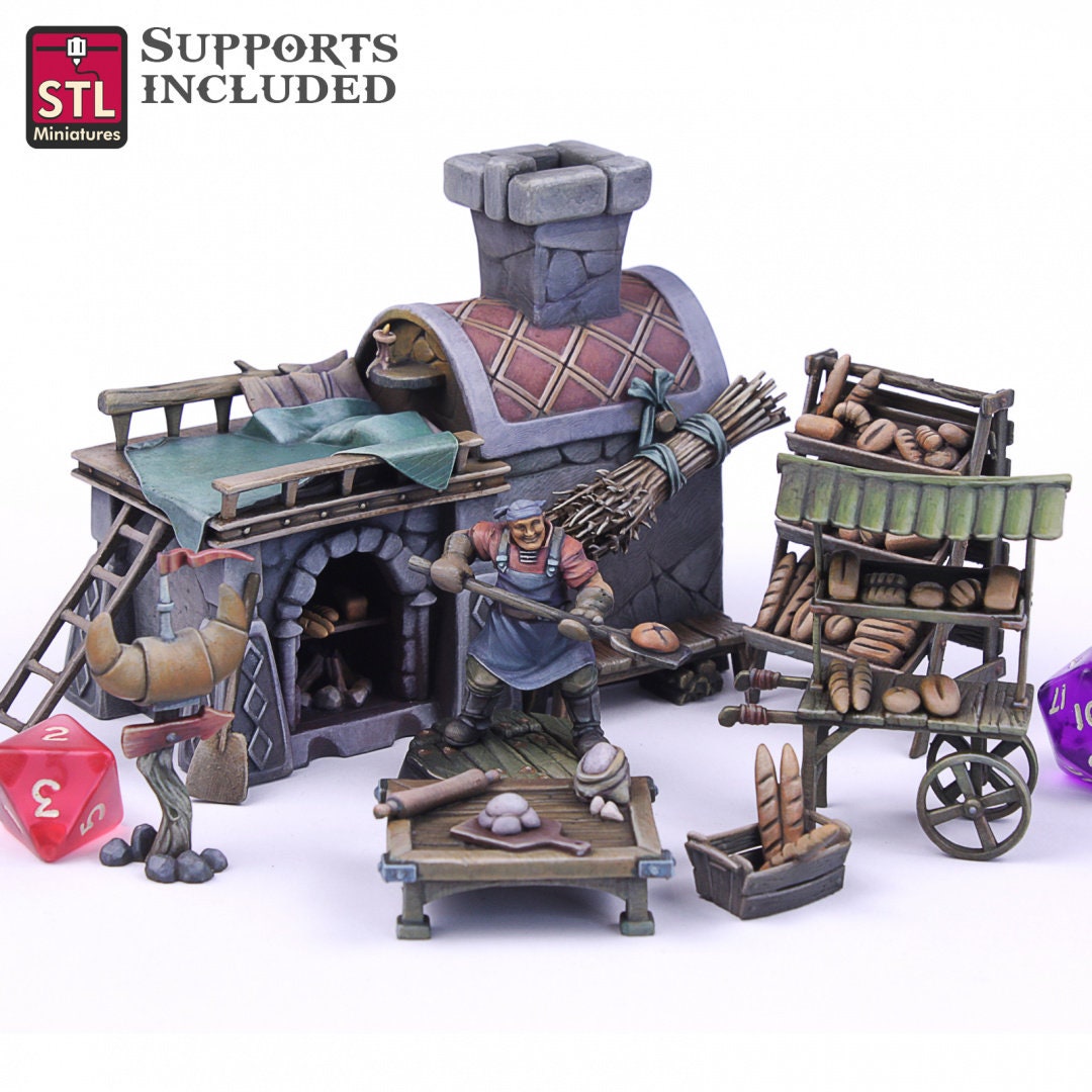 Baker NPC Set | Tabletop Scale | D&D TTRPG Miniature | STL Miniatures