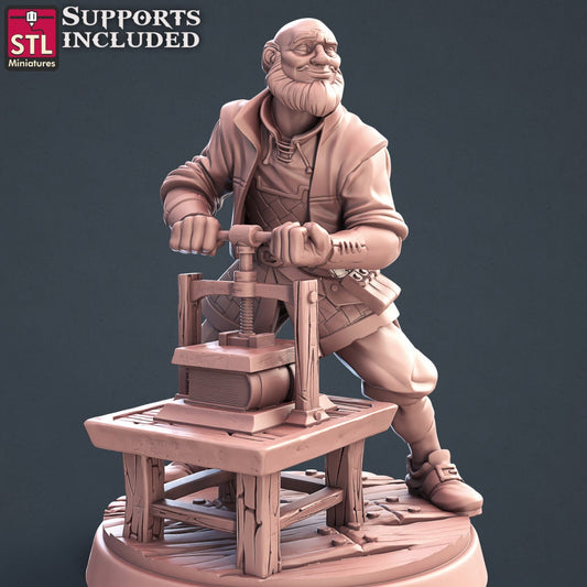 Bookbinder NPC Set | Tabletop Scale | D&D TTRPG Miniature | STL Miniatures