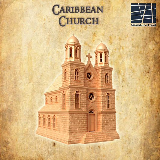 Caribbean Church | D&D TTRPG Playable 3D Printed Building Terrain Scenery | MiniatureLand