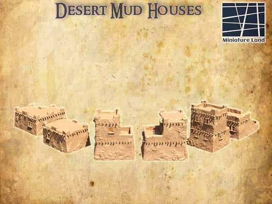 Desert Mud Houses | D&D TTRPG Playable 3D Printed Building Terrain Scenery | MiniatureLand