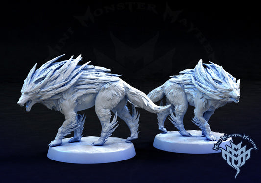 Arctic Owl Wanderer and Ice Wolves | TABLETOP SCALE | D&D TTRPG Mini | Mini Monster Mayhem