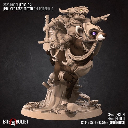 TaoTao, Kobold Mounted Boss | TABLETOP SCALE | D&D TTRPG Miniature | Bite the Bullet
