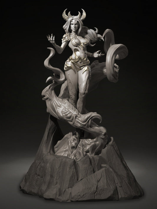 Lazabel, Demon Warlock Patron Tiefling | Tabletop or Display Scale | D&D TTRPG Fantasy Miniature | Dungeons and Maidens