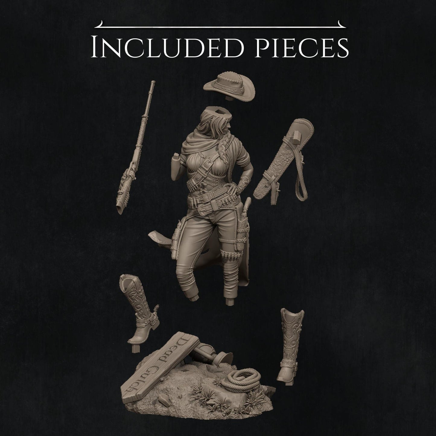 Jane the Gunslinger, Cowgirl | Garage Resin Kit Statue | D&D TTRPG Fantasy Western Miniature | Nerikson