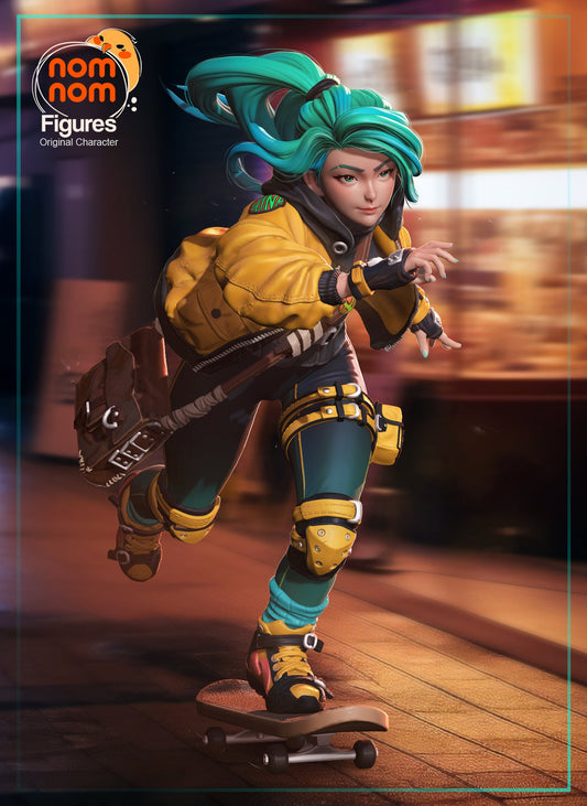 Slink, the Skateboard Girl | Resin Garage Kit Figure Original Character | Nomnom Figures