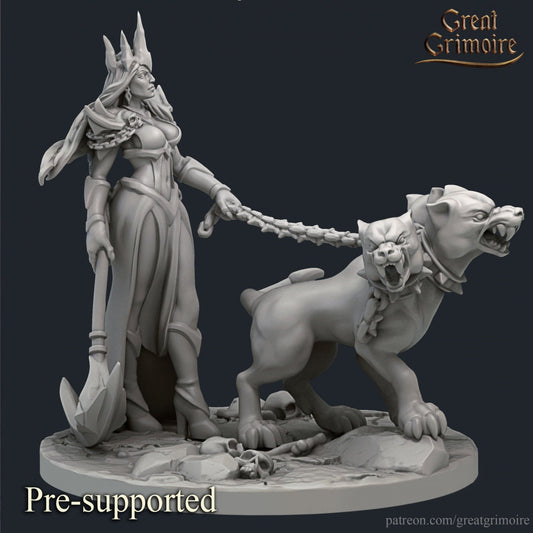 Guardians of the Netherworlds, Morana and Kerber | TTRPG D&D Miniature | Great Grimoire | Unpainted, Unplated Resin 8k