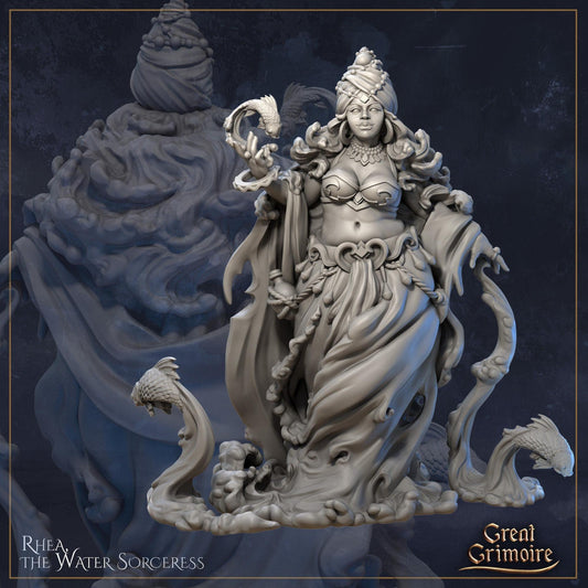 Rhea, the Water Sorceress | Elemental Awakening | D&D Tabletop Miniature | Great Grimoire