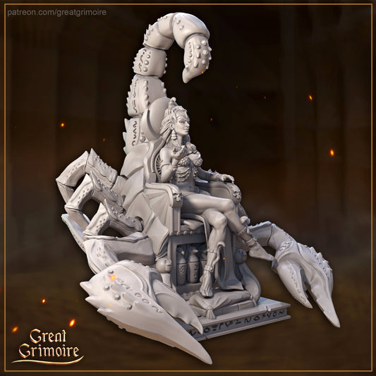 Selket on Scorpion Throne | Road to the Afterlife | Tabletop Gaming Miniature | Great Grimoire