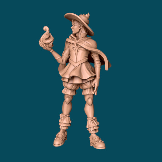 Hugh a Mage in a Dress | D&D TTRPG Miniature | Awkward Penguin Minis