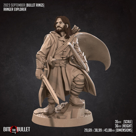Bullet Rings, Ranger, Fellowship Explorers | TABLETOP SCALE | TTRPG Miniature | Bite the Bullet | Unpainted, Unplated Resin 8k