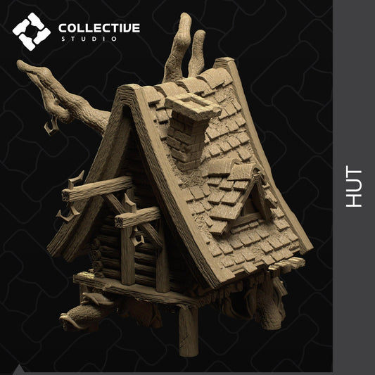 Hut, Witch, Fairy, Elf, Tree Forest | Solid, Not Playable Building | D&D Scatter Miniature | Collective Studio
