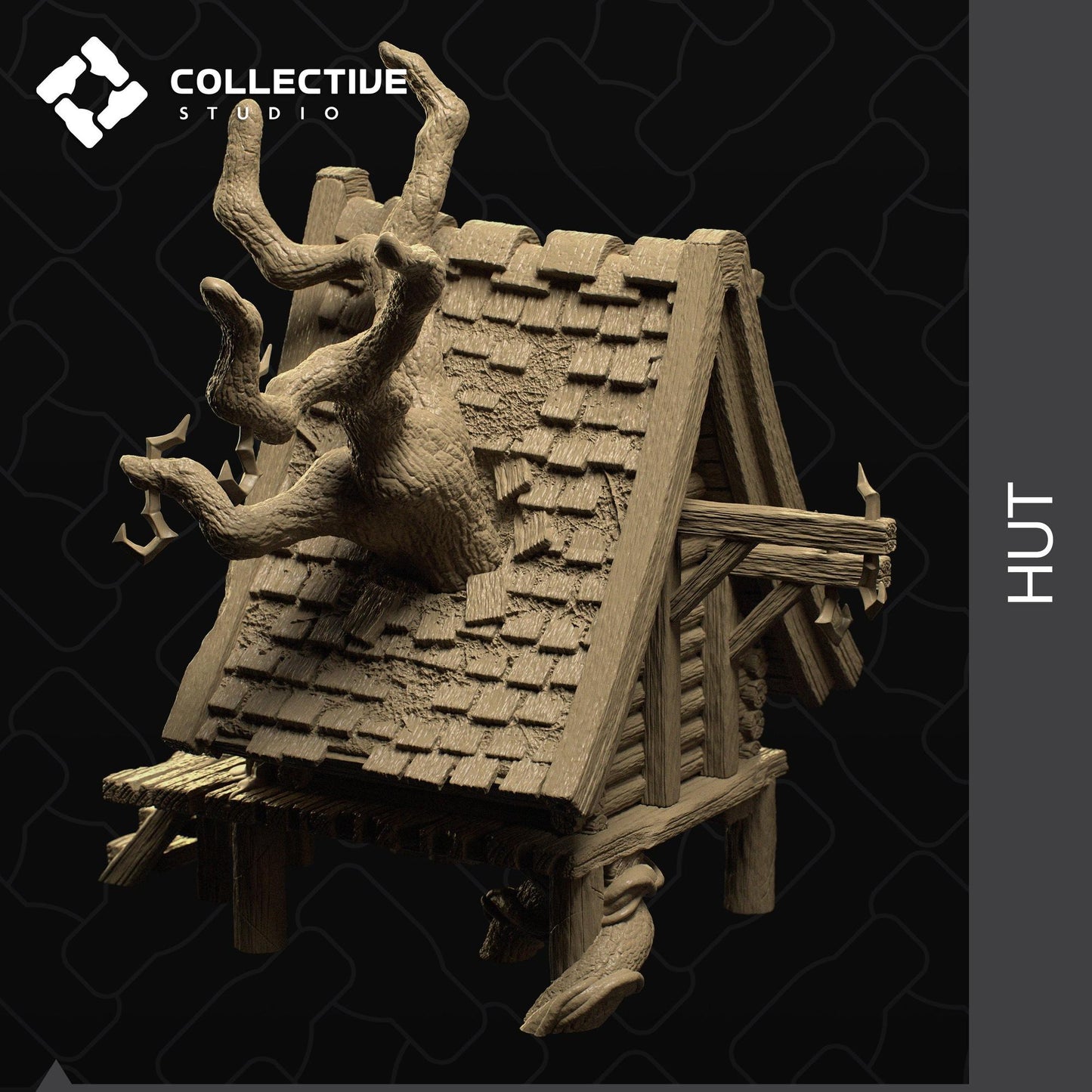 Hut, Witch, Fairy, Elf, Tree Forest | Solid, Not Playable Building | D&D Scatter Miniature | Collective Studio