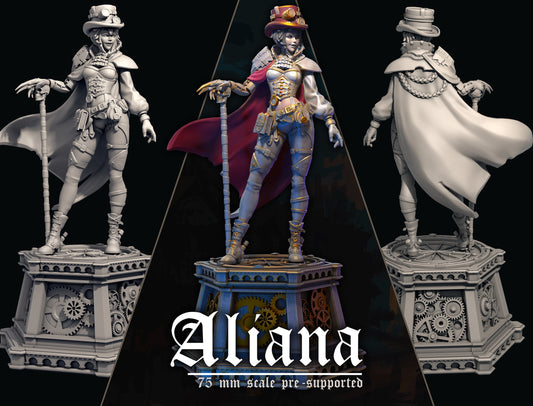 Aliana the Time Traveler, Steampunk | Tabletop or Display Scale | D&D TTRPG Fantasy Miniature | Dungeons and Maidens