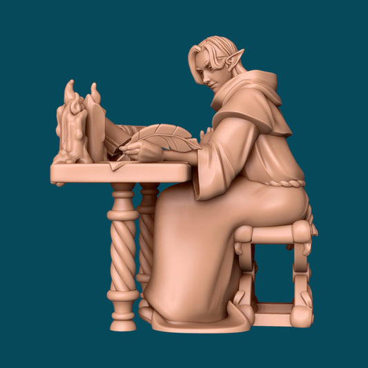 Vessa an Elven Scribe | D&D TTRPG Miniature | Awkward Penguin Minis