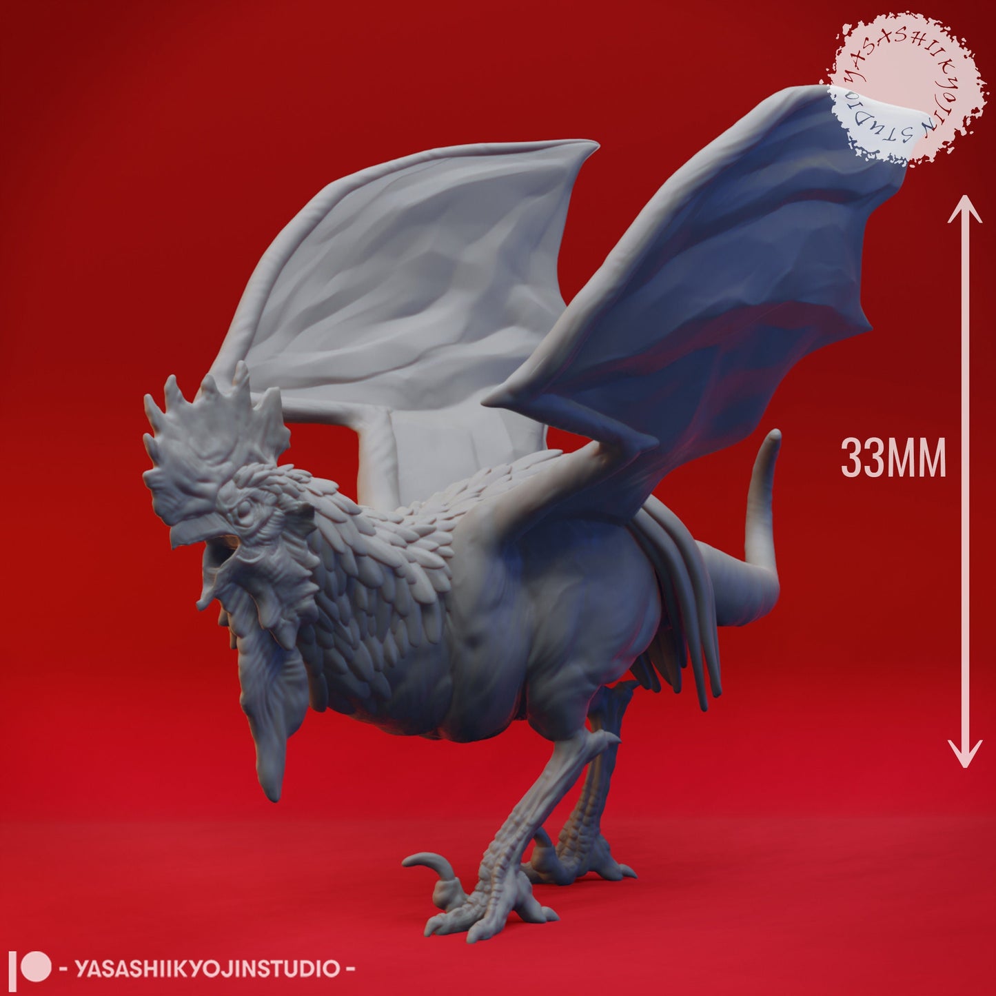Cockatrice | TABLETOP SCALE | D&D TTRPG Miniature | Yasashii Kyojin Studio