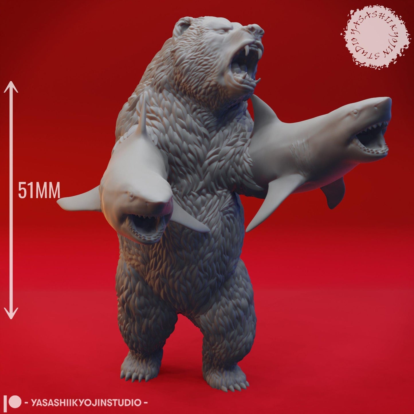 Sharkenbear | TABLETOP SCALE | D&D TTRPG Monster Miniature | Yasashii Kyojin Studio