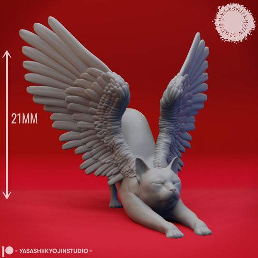 Tressym, Winged Cat Wizard Familiar | TABLETOP SCALE | D&D TTRPG Monster Miniature | Yasashii Kyojin Studio