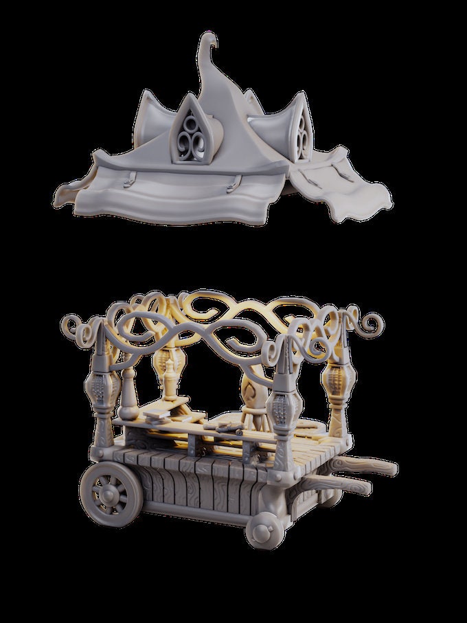 Magic Artifacts Cart, Wandering Market | TTRPG Miniature | Laura Bäcker