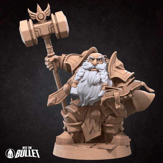 Dwarf High Priest | TABLETOP SCALE | TTRPG Miniature | Bite the Bullet | Unpainted, Unplated Resin 8k