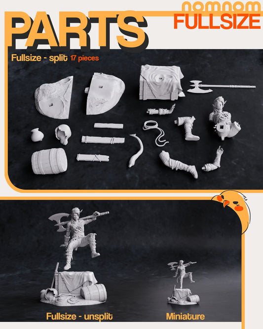 Firey Barbarian | Resin Garage Kit Figure D&D Video Game Fan Art | Nomnom Figures