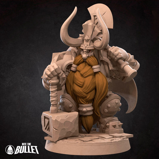 Dwarf King | TABLETOP SCALE | TTRPG Miniature | Bite the Bullet | Unpainted, Unplated Resin 8k