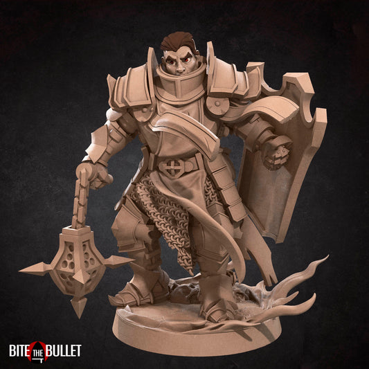 Bullet Hell, Hero Crusader | TABLETOP SCALE | D&D TTRPG Miniature | Bite the Bullet | Unpainted, Unplated Resin 8k
