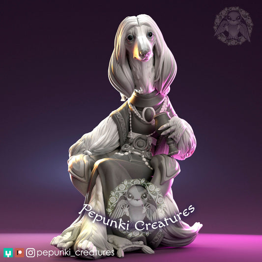 Afghan Hound Noble | Tabletop or Display Scale | D&D Humblewood TTRPG Miniature | Pepunki Creatures