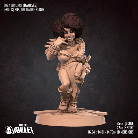 Exotic Dwarf Rogue | Woman Pinup SFW NSFW Model Miniature | Bite the Bullet