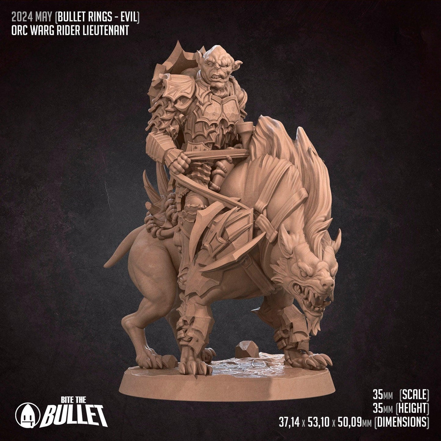 Bullet Rings, Warg Rider Lieutenant | TABLETOP SCALE | TTRPG Miniature | Bite the Bullet | Unpainted, Unplated Resin 8k