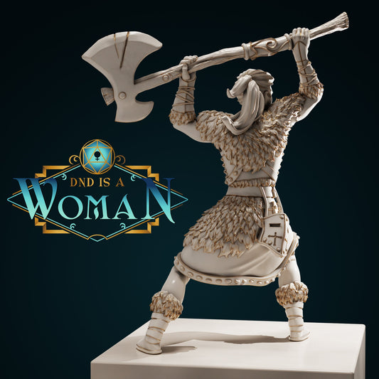 Half-Orc Barbarian | D&D TTRPG Miniature | DnD Is A Woman | NO BASE