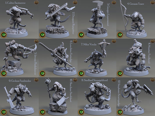 Rat Folk - The Starkharts of Bony Fields | Tabletop Scale | D&D Mini | Daybreak Miniatures