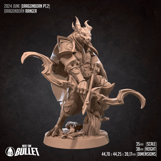 Dragonborn Ranger | TABLETOP SCALE | TTRPG Miniature | Bite the Bullet